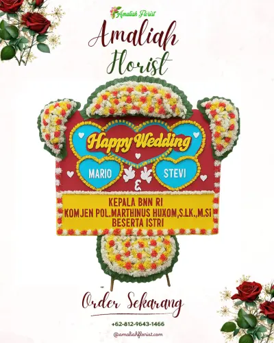 Karangan Papan Bunga Pernikahan di Padaharja